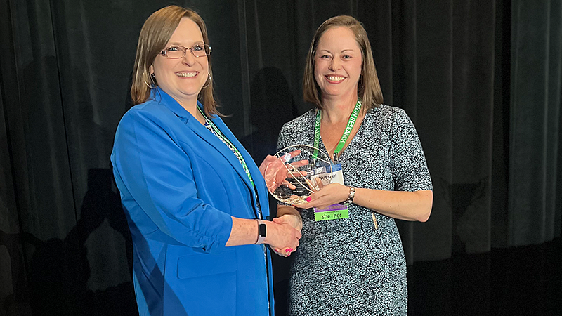 Emily Tanner-Smith, PhD accepting SPR Fellow award