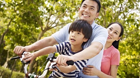 family on bicycle
