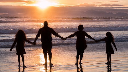 family at the beach