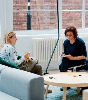 Two women talking